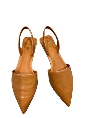 SARTO By Franco Sarto Cognac Pointed Leather Slingback Flats